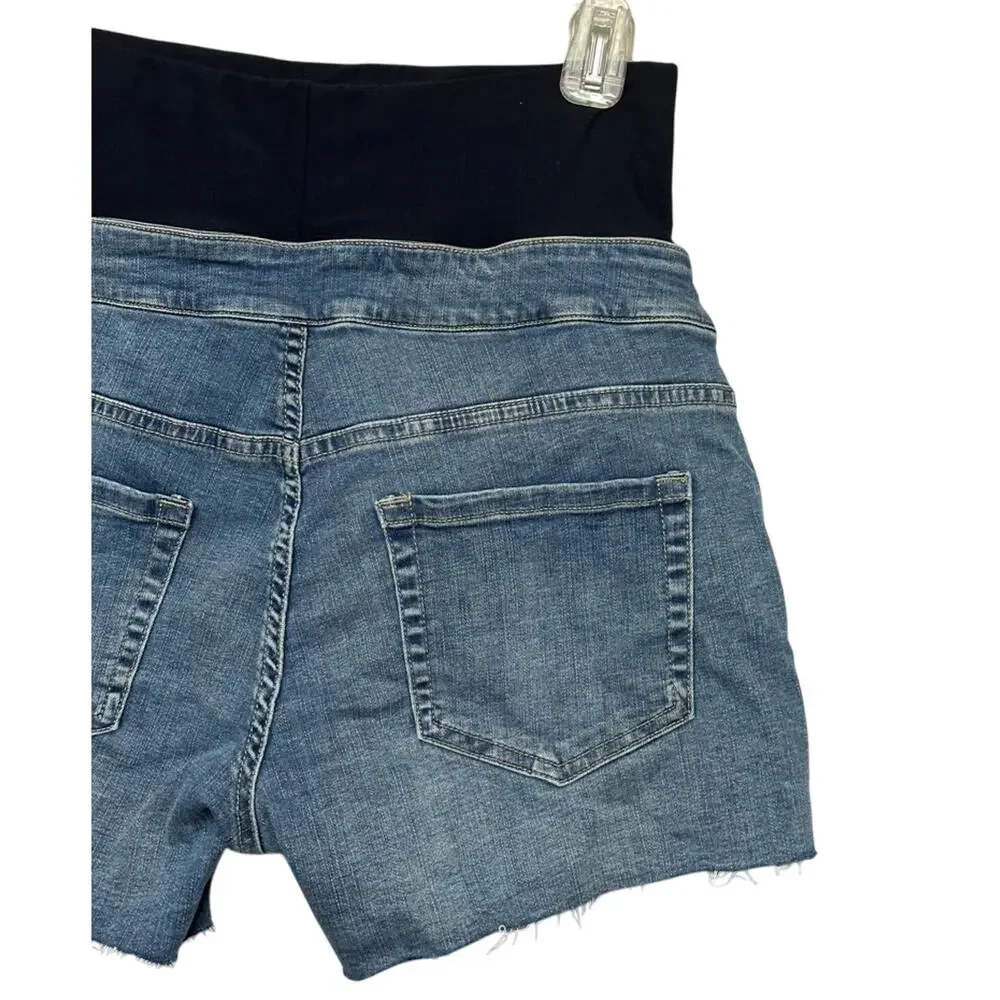 Angel Maternity Jean Shorts Pull On Elastic Stretch Jorts Denim Blue XS NWOT